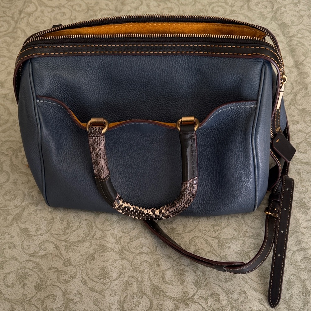 Coach Blue and Brown Toiletry Bag